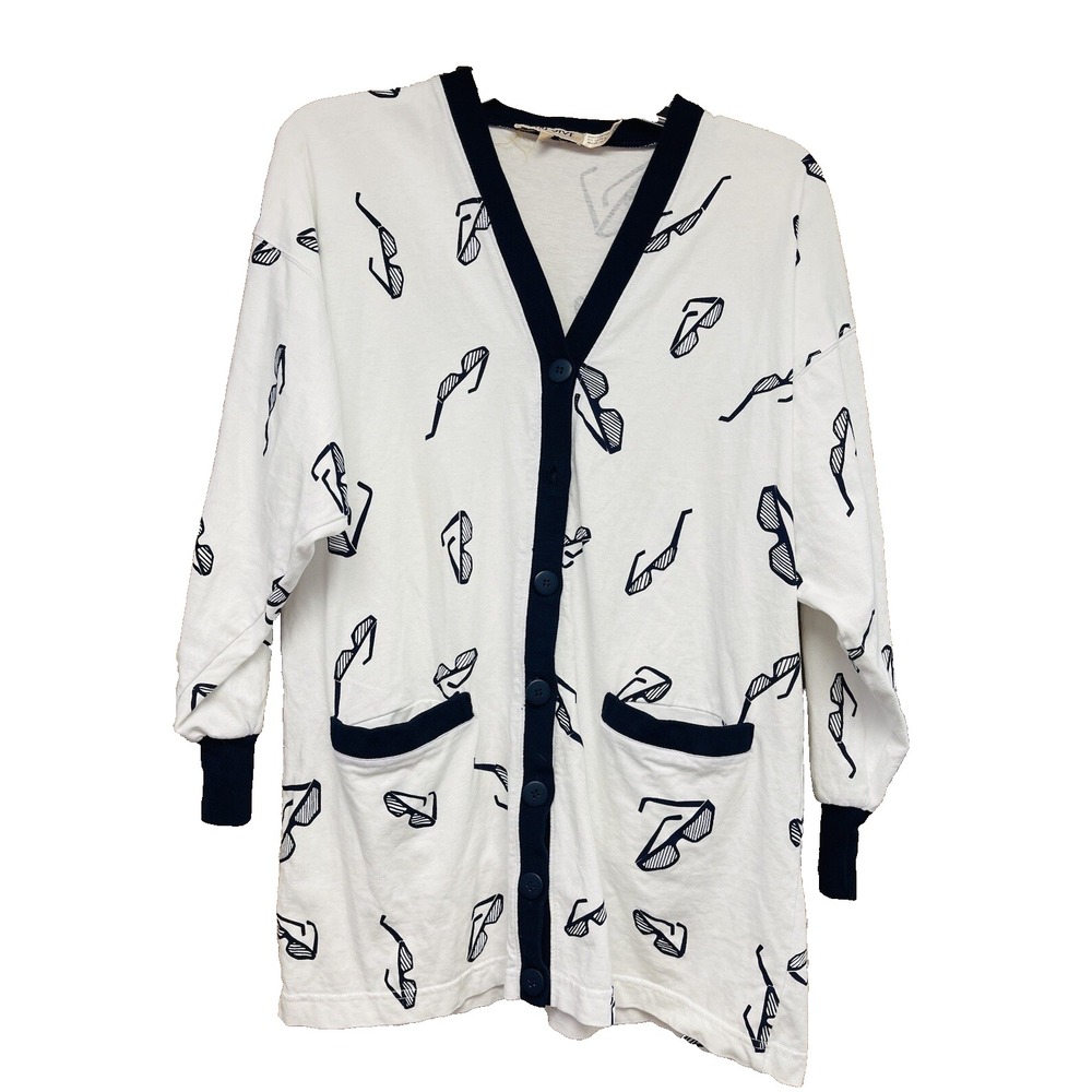 VTG L'Eau Vive S White Nautical Cotton Jacket Beachy Cruise Coastal Boho Weekend